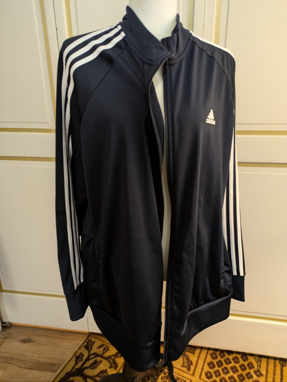 3X Women's adidas Blue Athletic Track Jacket with White Stripes